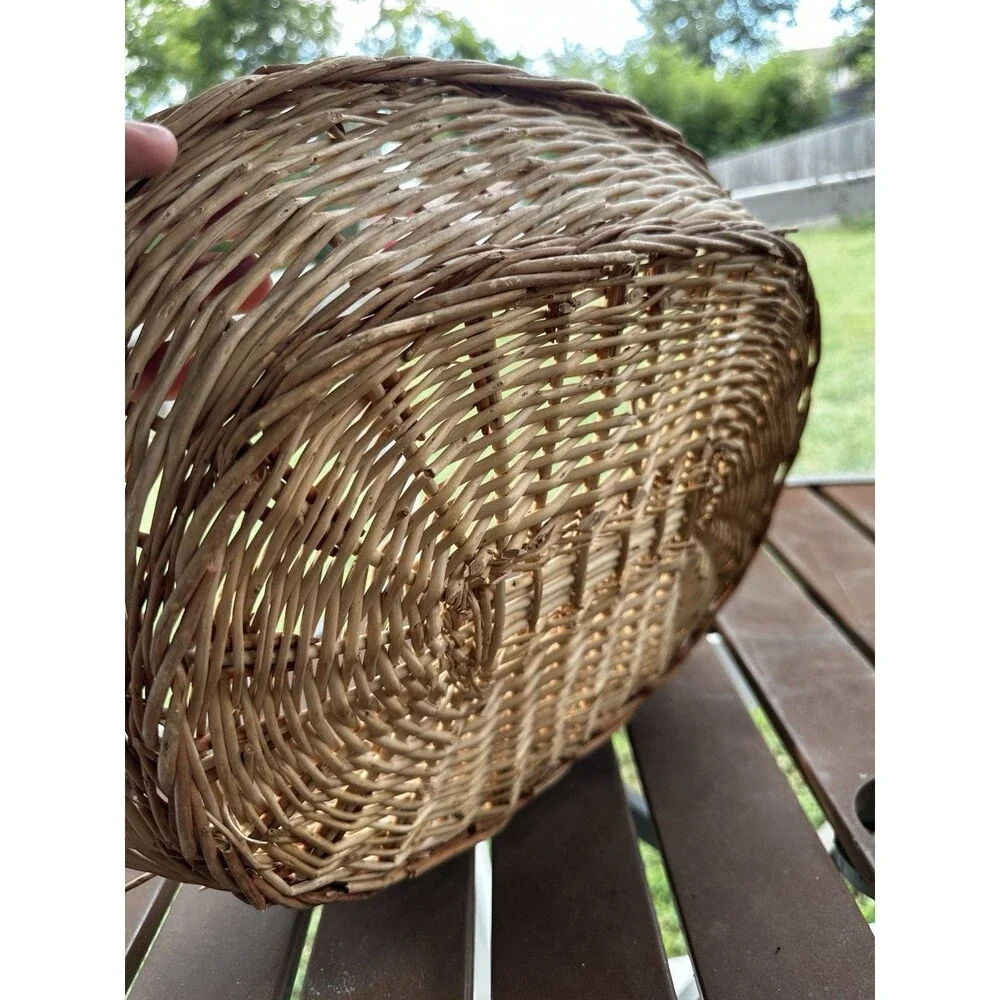 Vintage Wicker Willow Bread/Fruit Basket Oval Serving Bowl Tray Branch Rustic